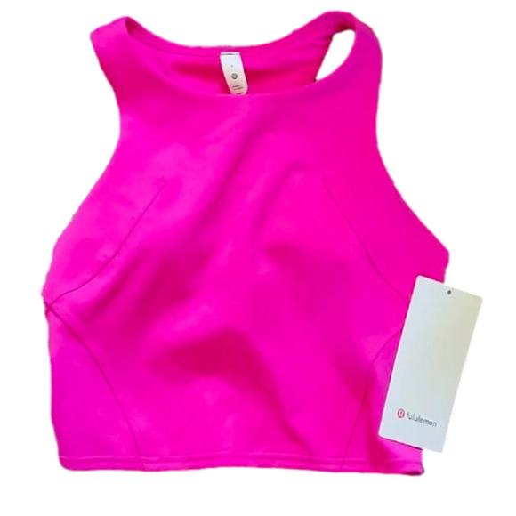 NWT LULULEMON SONIC PINK Wunder Train Crop Tank Top Barbie yoga ebb sports bra - Picture 4 of 4